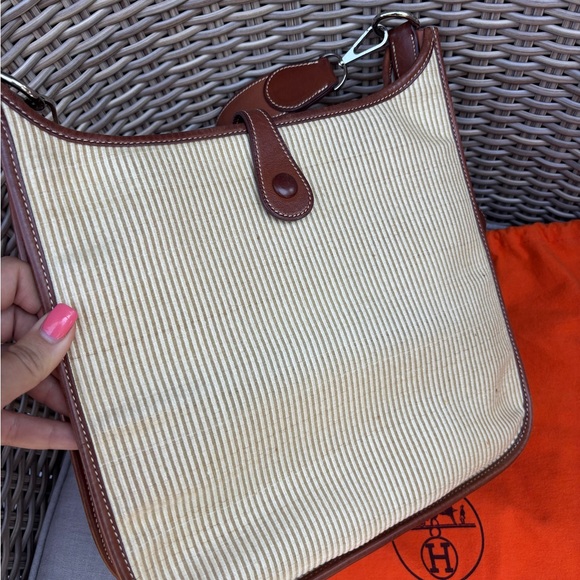 Authentic Hermes Toile Swift Evelyne PM leather brown crossbody bag - Picture 4 of 15